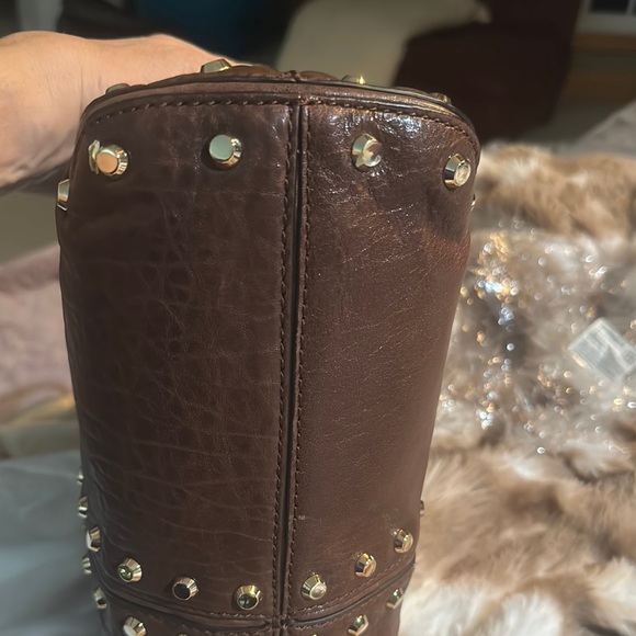 Michael Kors Brown Leather Studded Handbag - Picture 2 of 3